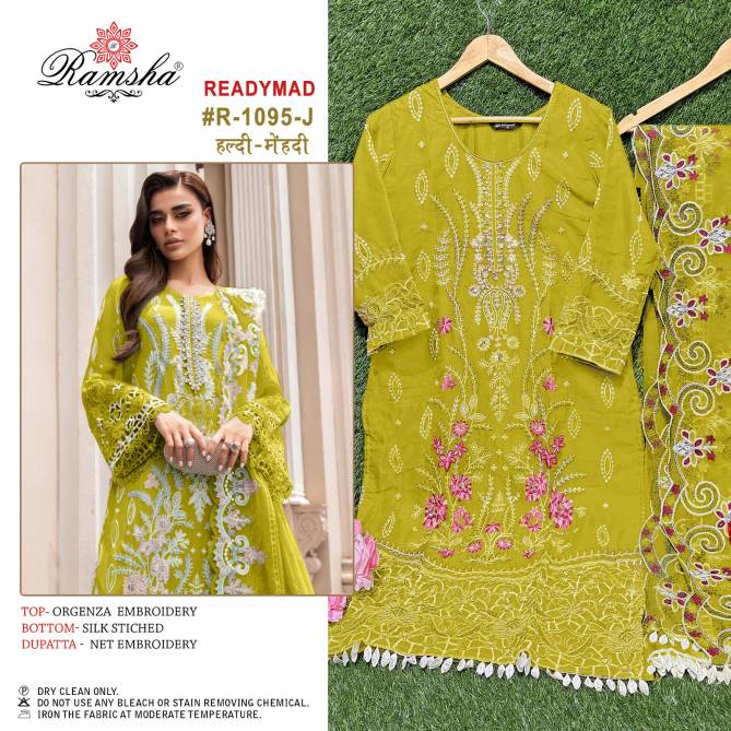 R 1095 Haldi Mahendi By Ramsha Embroidery Organza Pakistani Readymade Suits Wholesale Online